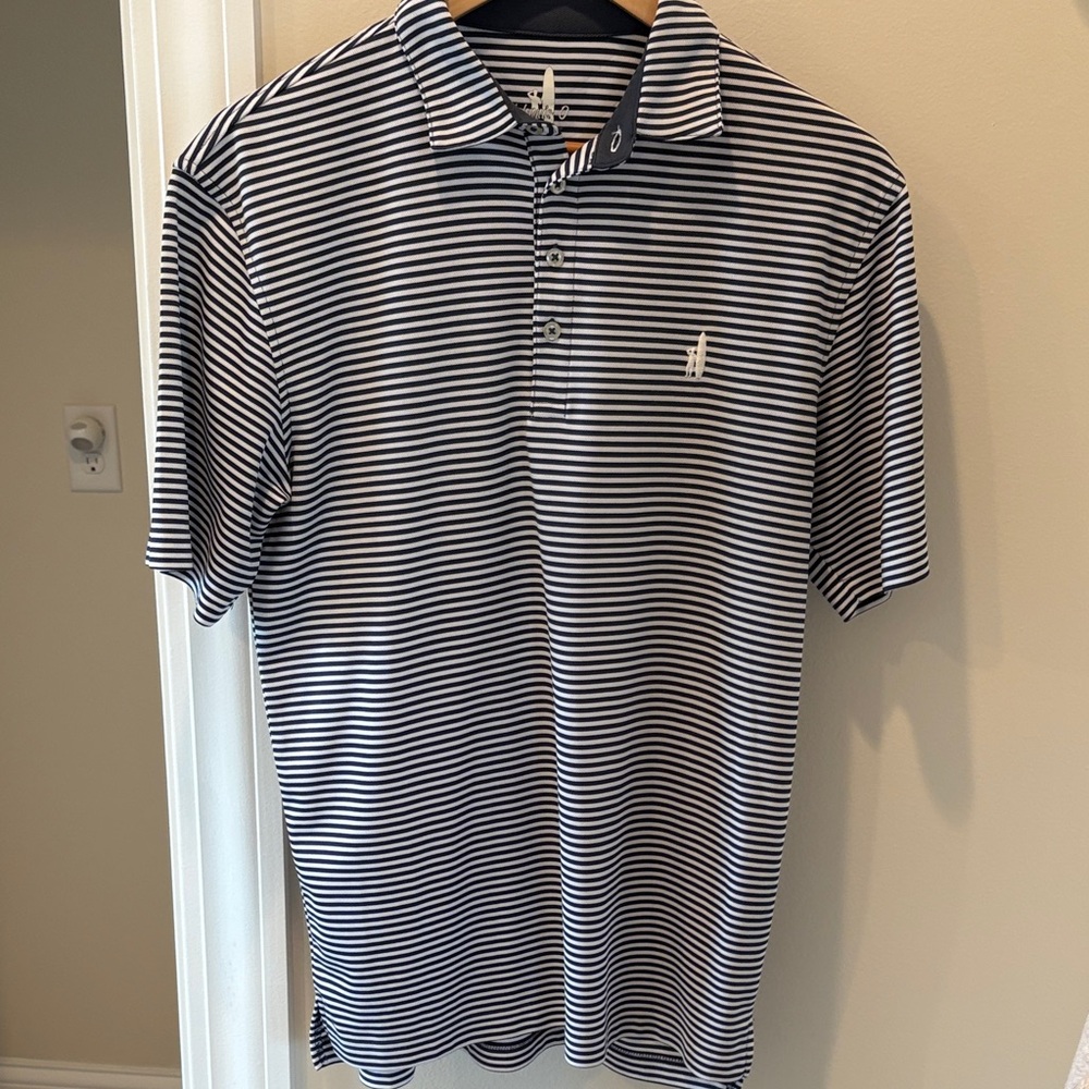Johnnie-O Golf Shirt - Navy Blue and White. Small